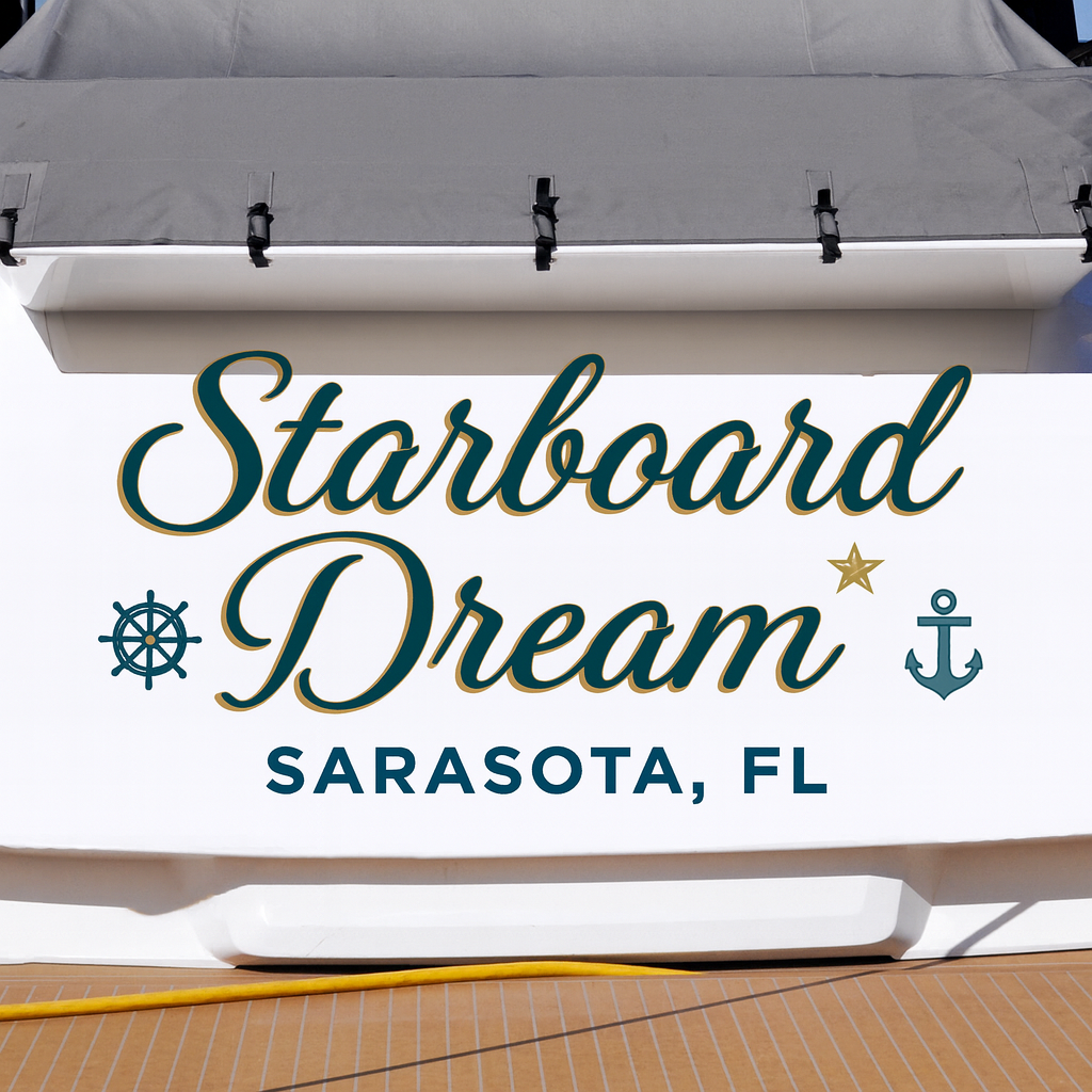 Custom Boat Stern Decal Sticker Sign | Boat Stern Name & Hailing City (Port) Sign