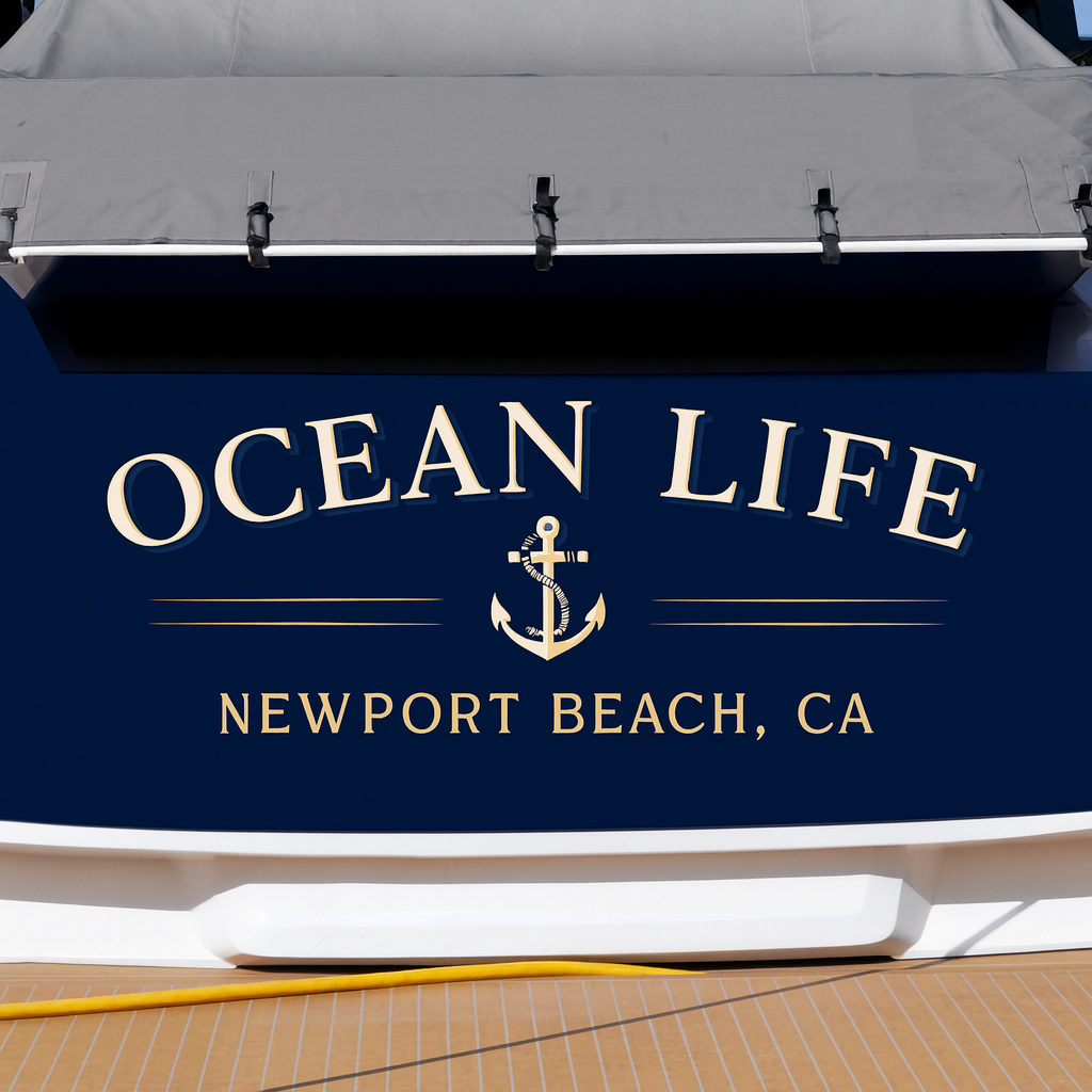 Custom Boat Stern Decal Sticker Sign | Boat Stern Name & Hailing City (Port) Sign