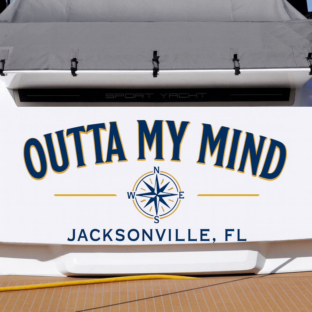 Custom Boat Stern Decal Sticker Sign | Boat Stern Name & Hailing City (Port) Sign