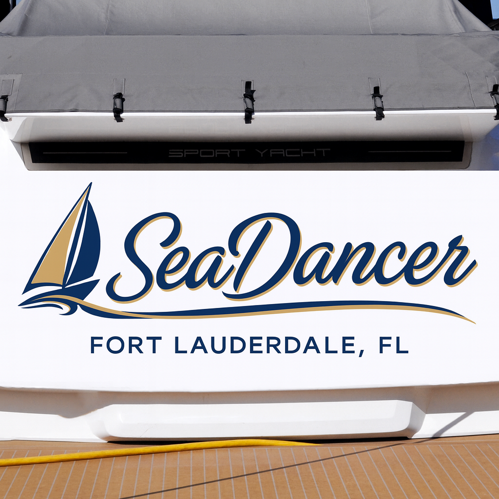 Custom Boat Stern Decal Sticker Sign | Boat Stern Name & Hailing City (Port) Sign