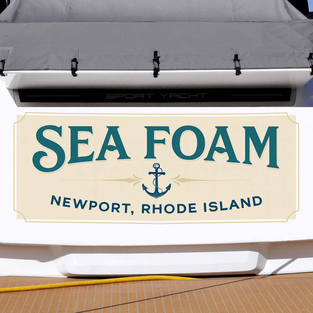 Custom Boat Stern Decal Sticker Sign | Boat Stern Name & Hailing City (Port) Sign
