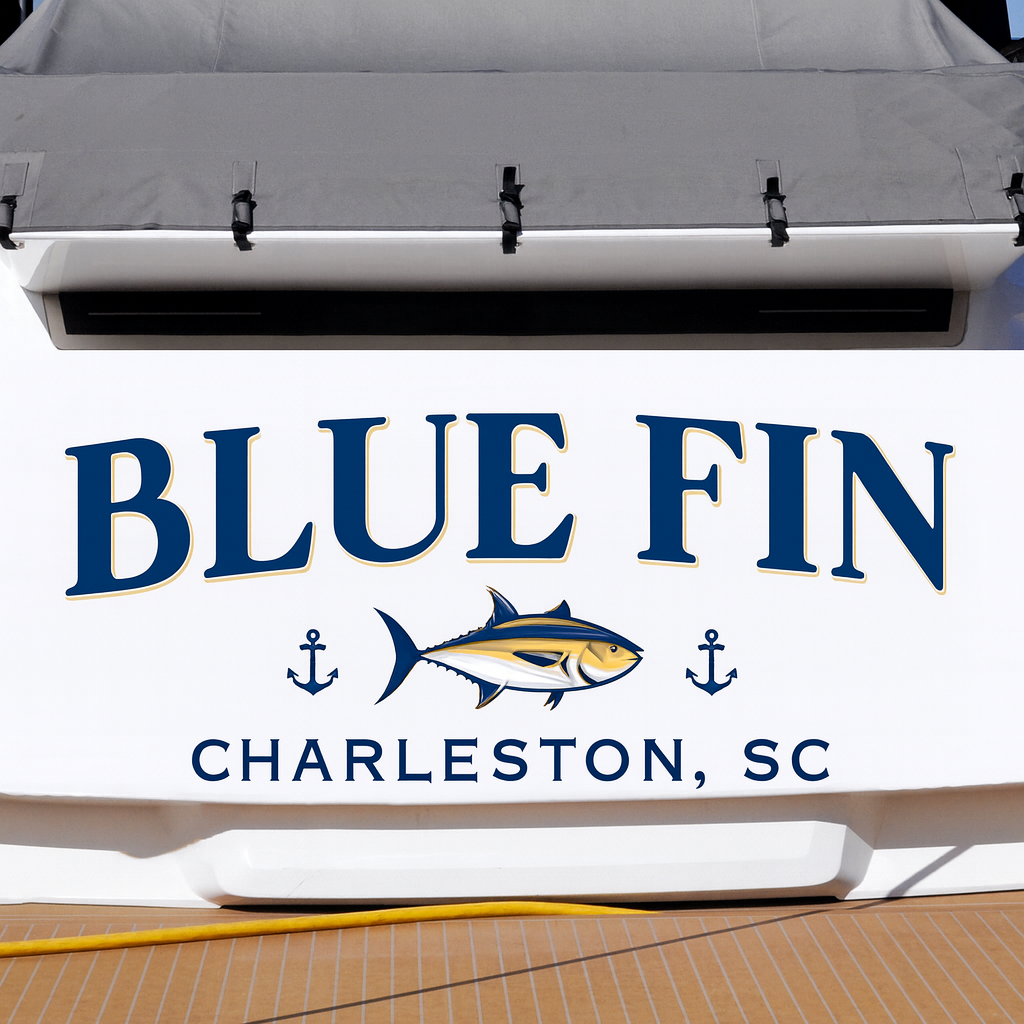 Custom Boat Stern Decal Sticker Sign | Boat Stern Name & Hailing City (Port) Sign