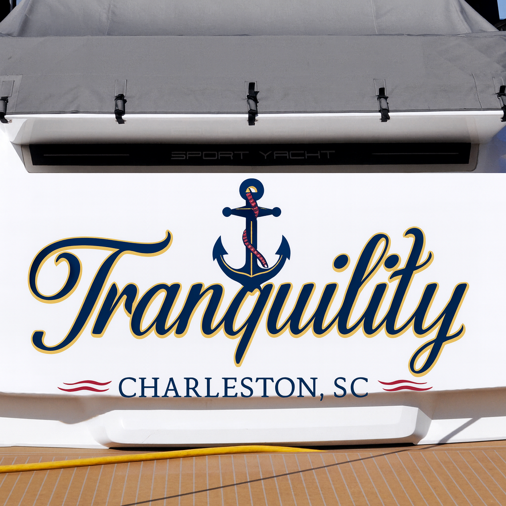 Custom Boat Stern Decal Sticker Sign | Boat Stern Name & Hailing City (Port) Sign