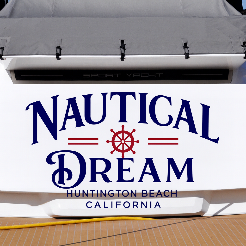 Custom Boat Stern Decal Sticker Sign | Boat Stern Name & Hailing City (Port) Sign