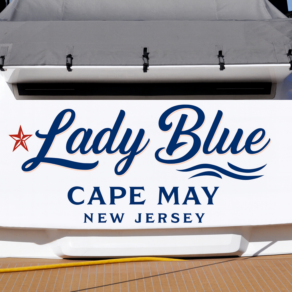 Custom Boat Stern Decal Sticker Sign | Boat Stern Name & Hailing City (Port) Sign