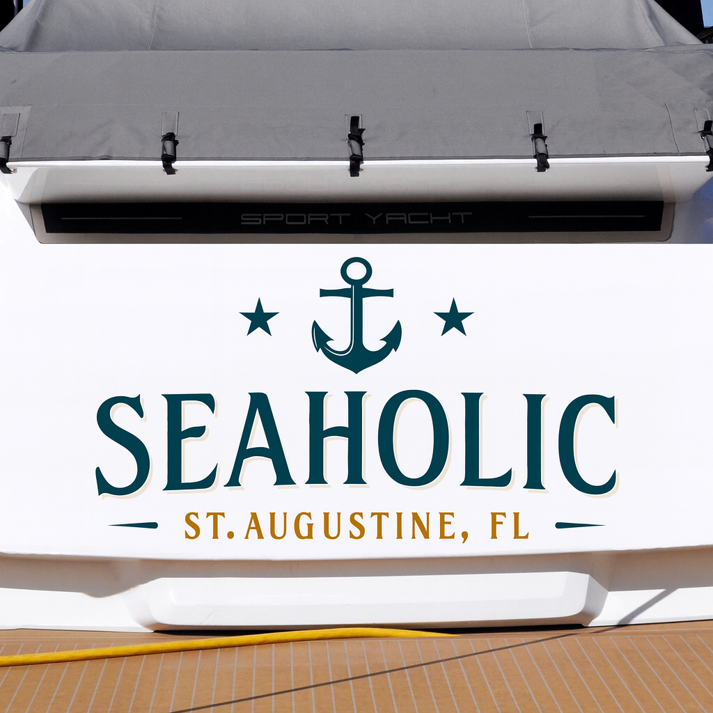 Custom Boat Stern Decal Sticker Sign | Boat Stern Name & Hailing City (Port) Sign