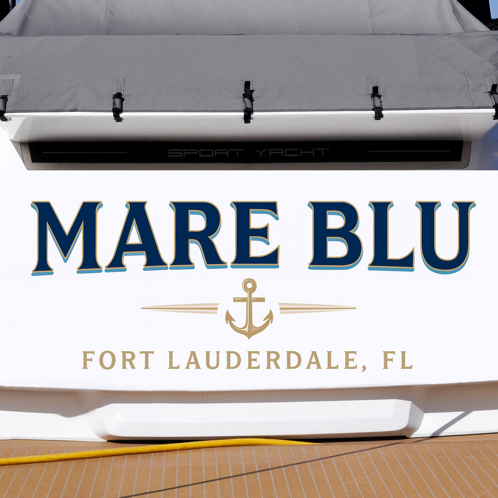 Custom Boat Stern Decal Sticker Sign | Boat Stern Name & Hailing City (Port) Sign