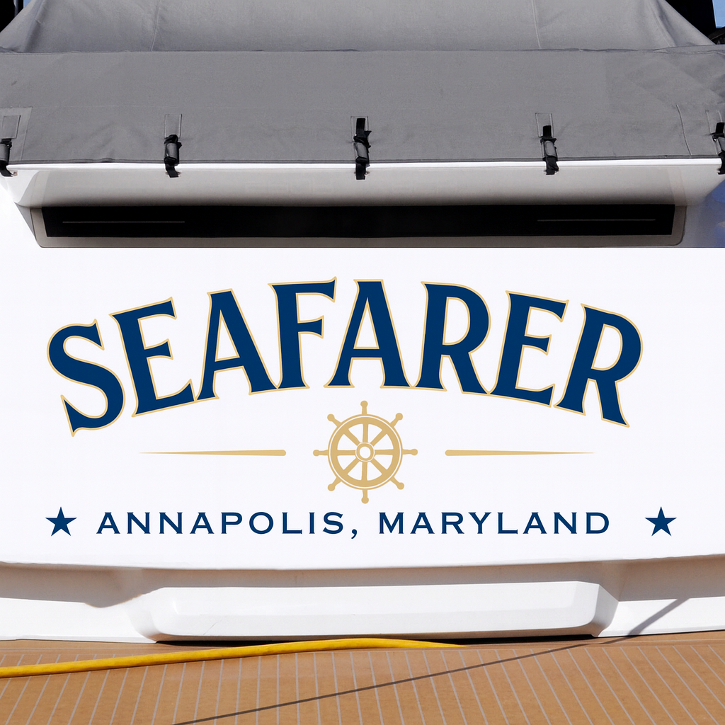 Custom Boat Stern Decal Sticker Sign | Boat Stern Name & Hailing City (Port) Sign