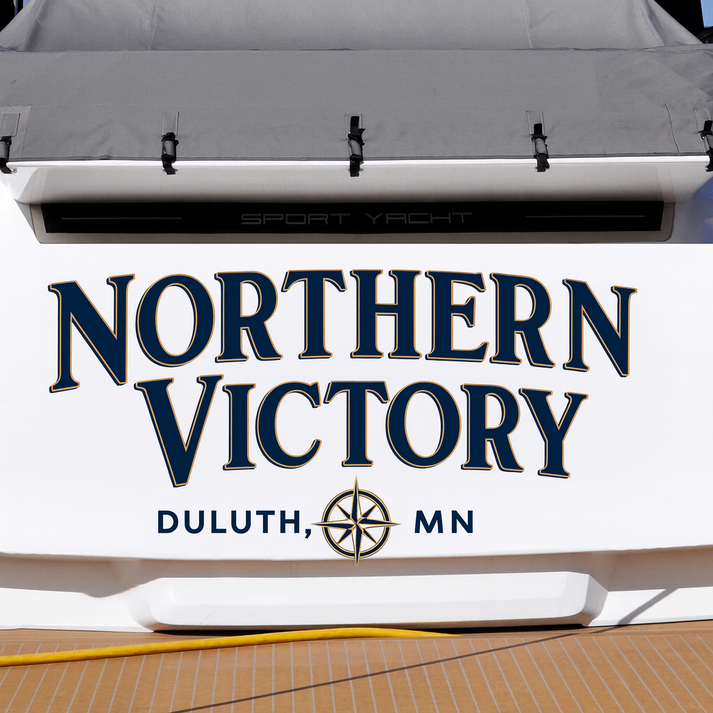 Custom Boat Stern Decal Sticker Sign | Boat Stern Name & Hailing City (Port) Sign