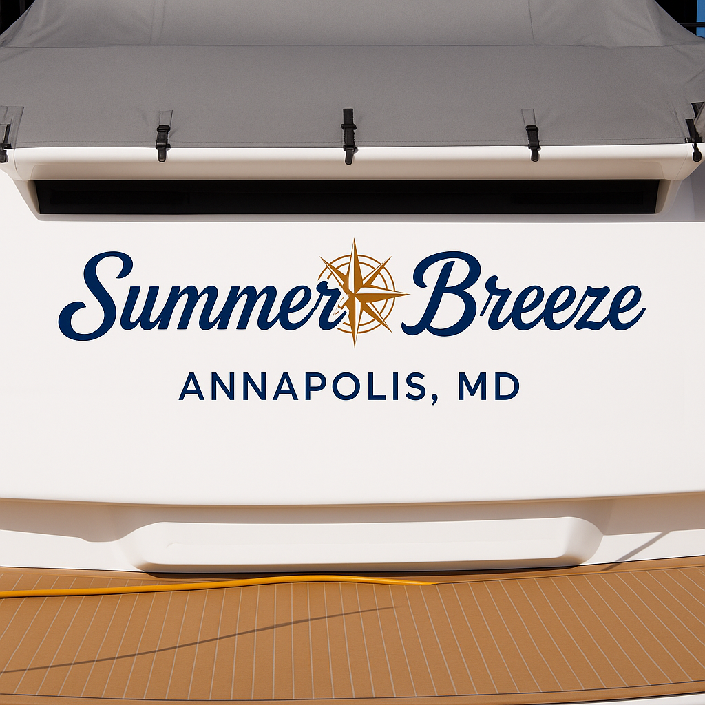 Custom Boat Stern Decal Sticker Sign | Boat Stern Name & Hailing City (Port) Sign