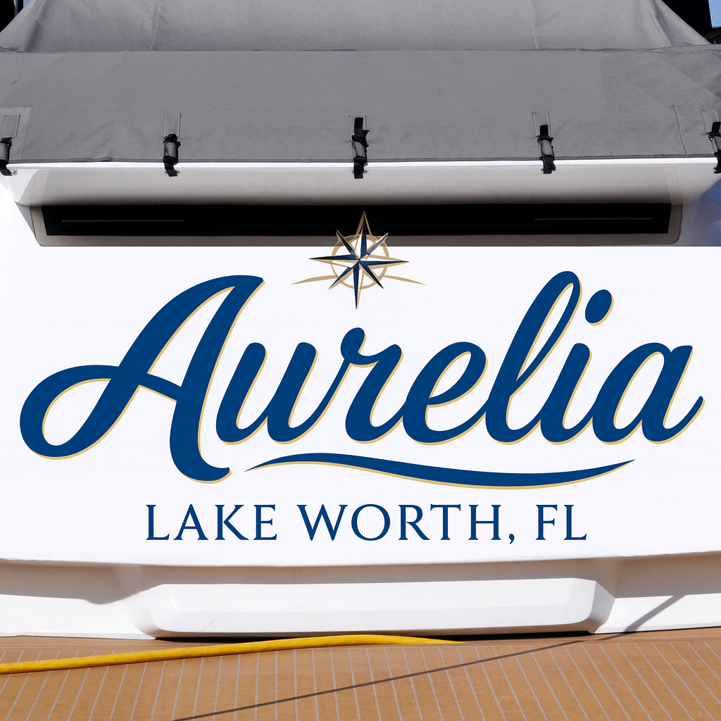 Custom Boat Stern Decal Sticker Sign | Boat Stern Name & Hailing City (Port) Sign