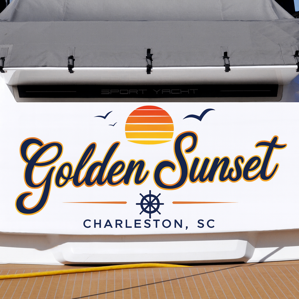 Custom Boat Stern Decal Sticker Sign | Boat Stern Name & Hailing City (Port) Sign