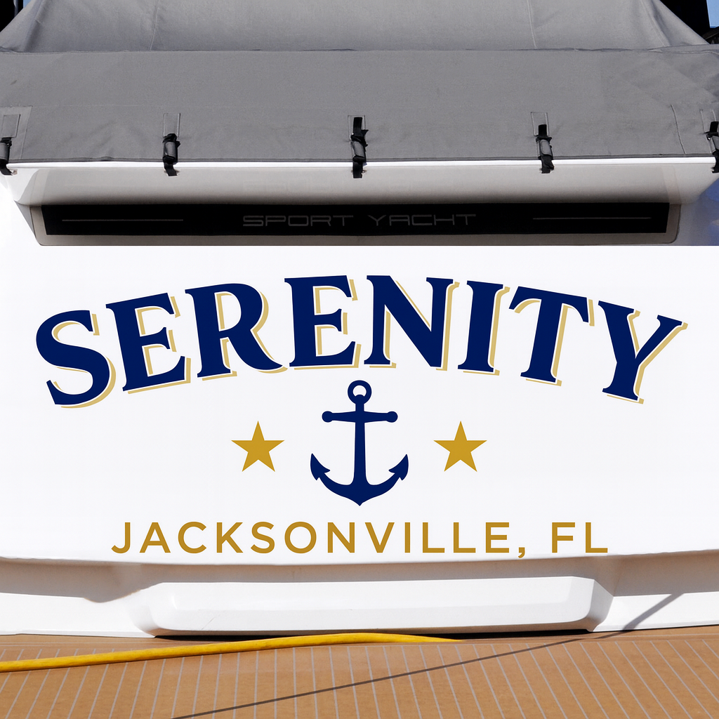 Custom Boat Stern Decal Sticker Sign | Boat Stern Name & Hailing City (Port) Sign