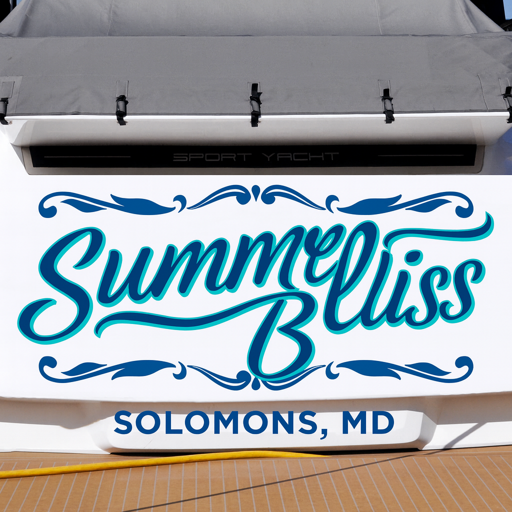 Custom Boat Stern Decal Sticker Sign | Boat Stern Name & Hailing City (Port) Sign