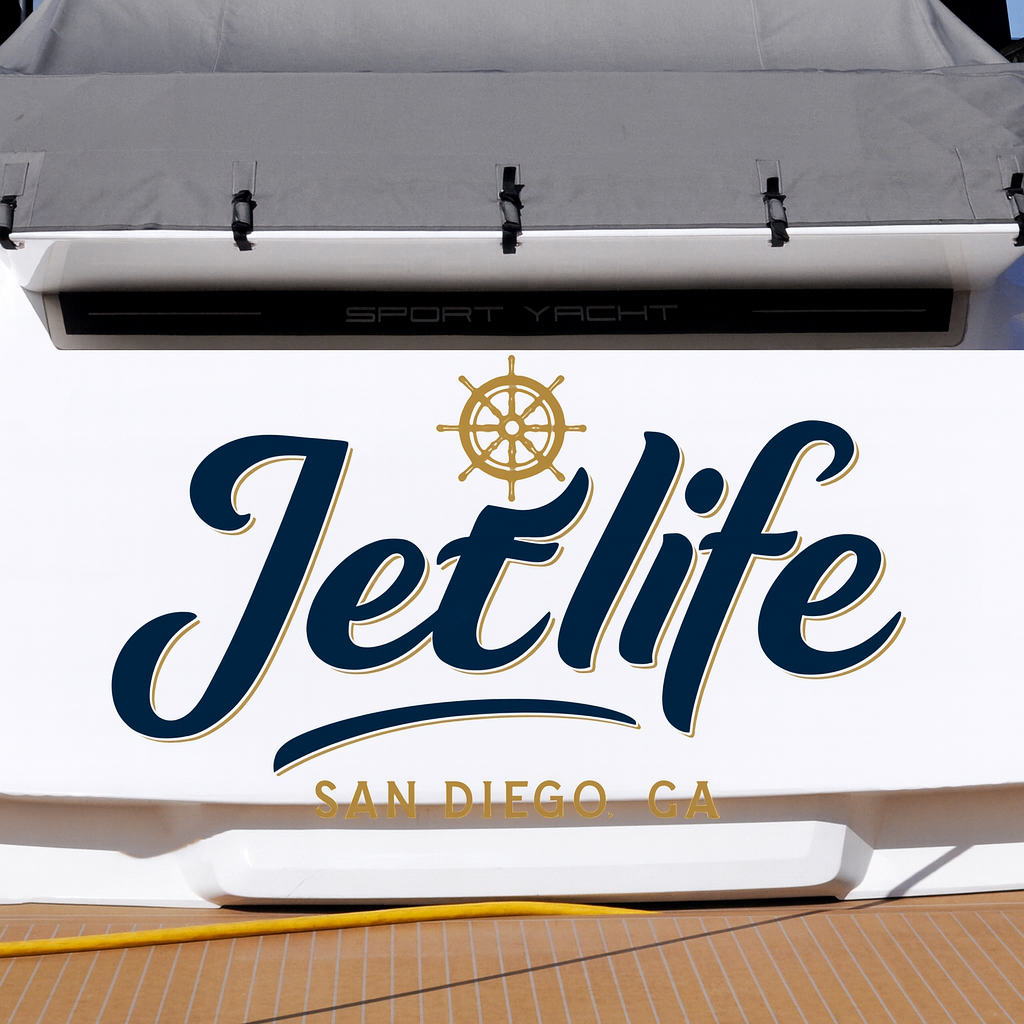 Custom Boat Stern Decal Sticker Sign | Boat Stern Name & Hailing City (Port) Sign