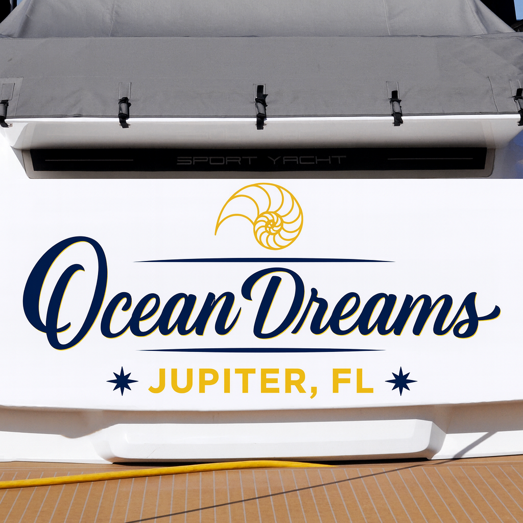 Custom Boat Stern Decal Sticker Sign | Boat Stern Name & Hailing City (Port) Sign
