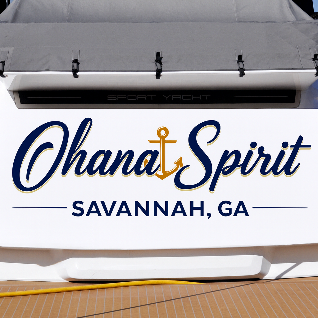 Custom Boat Stern Decal Sticker Sign | Boat Stern Name & Hailing City (Port) Sign