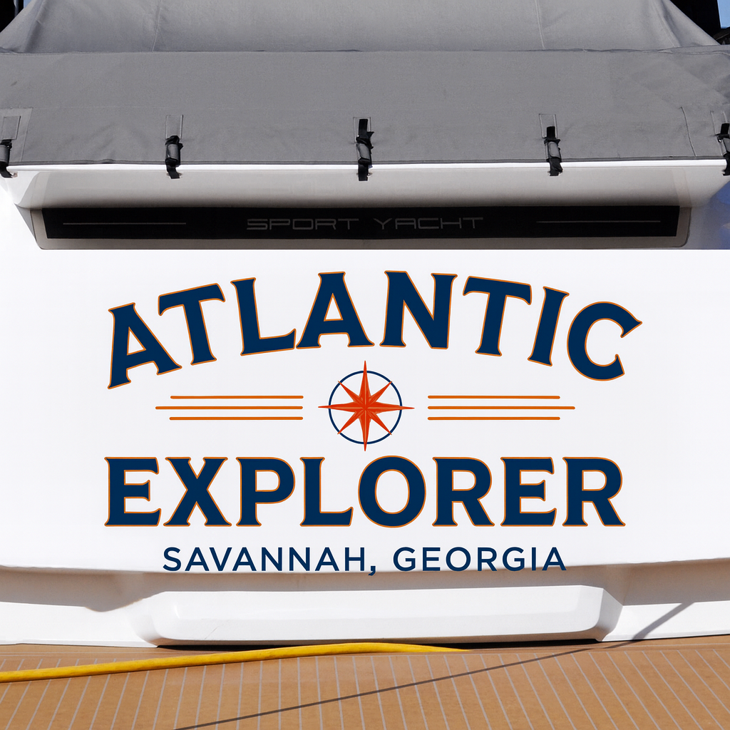 Custom Boat Stern Decal Sticker Sign | Boat Stern Name & Hailing City (Port) Sign