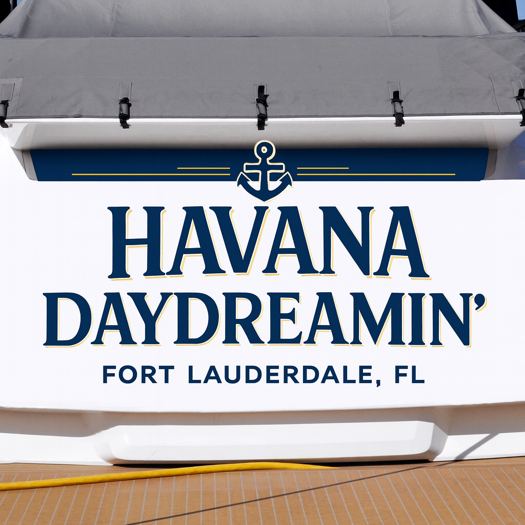 Custom Boat Stern Decal Sticker Sign | Boat Stern Name & Hailing City (Port) Sign
