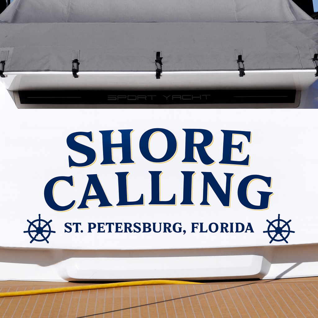 Custom Boat Stern Decal Sticker Sign | Boat Stern Name & Hailing City (Port) Sign