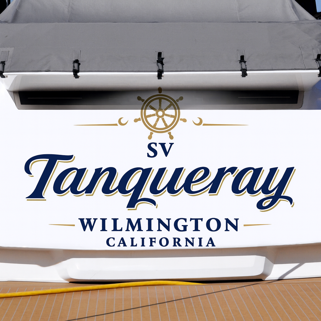 Custom Boat Stern Decal Sticker Sign | Boat Stern Name & Hailing City (Port) Sign