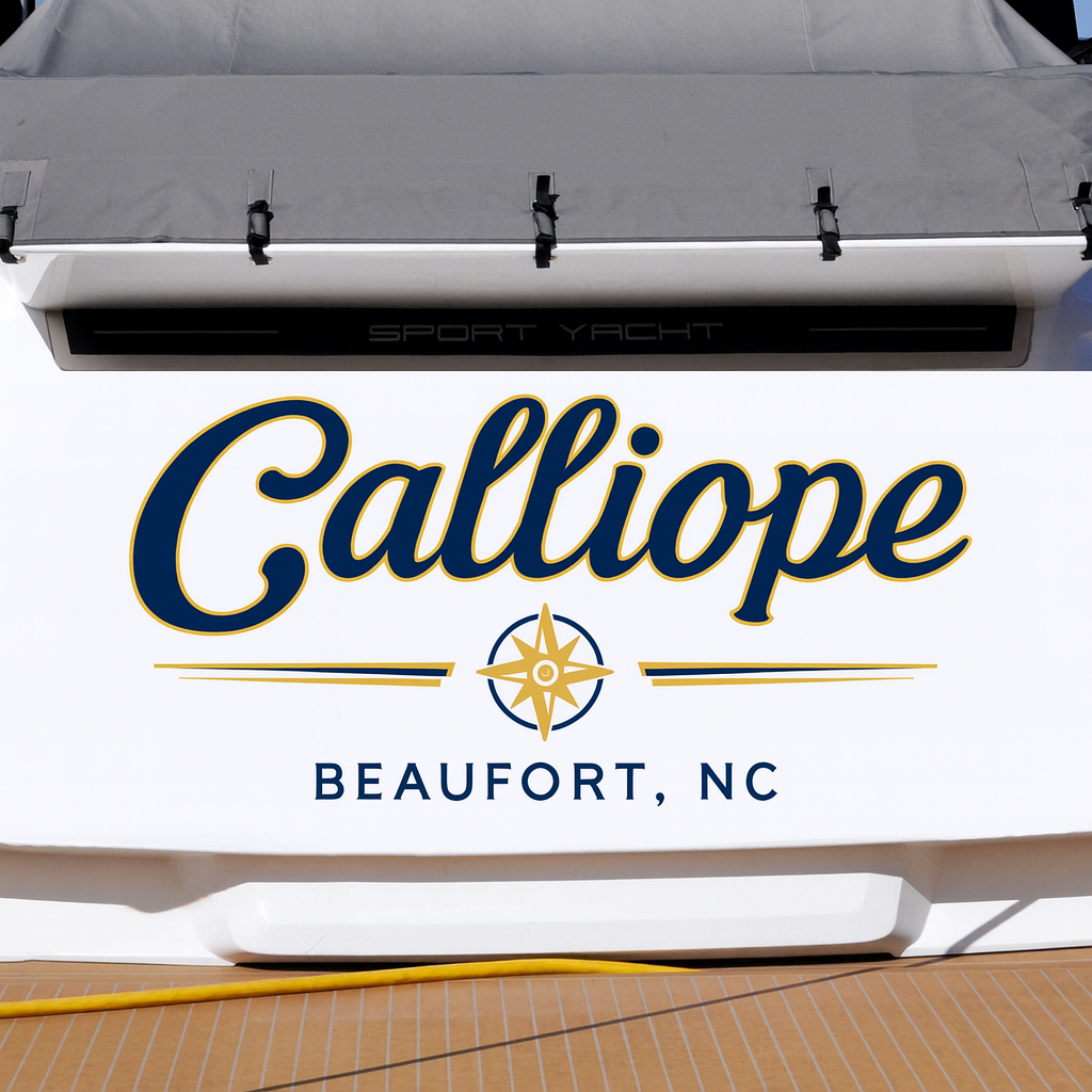 Custom Boat Stern Decal Sticker Sign | Boat Stern Name & Hailing City (Port) Sign