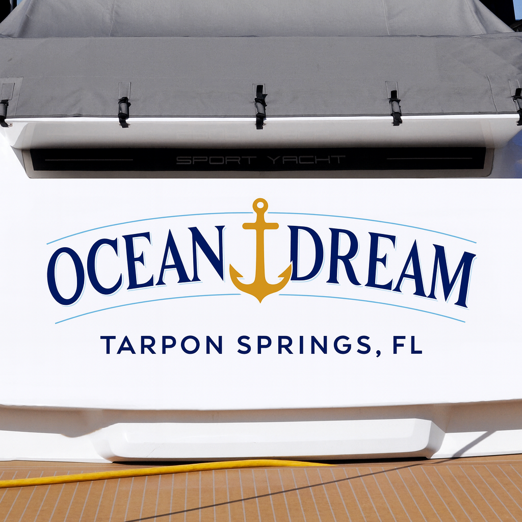 Custom Boat Stern Decal Sticker Sign | Boat Stern Name & Hailing City (Port) Sign
