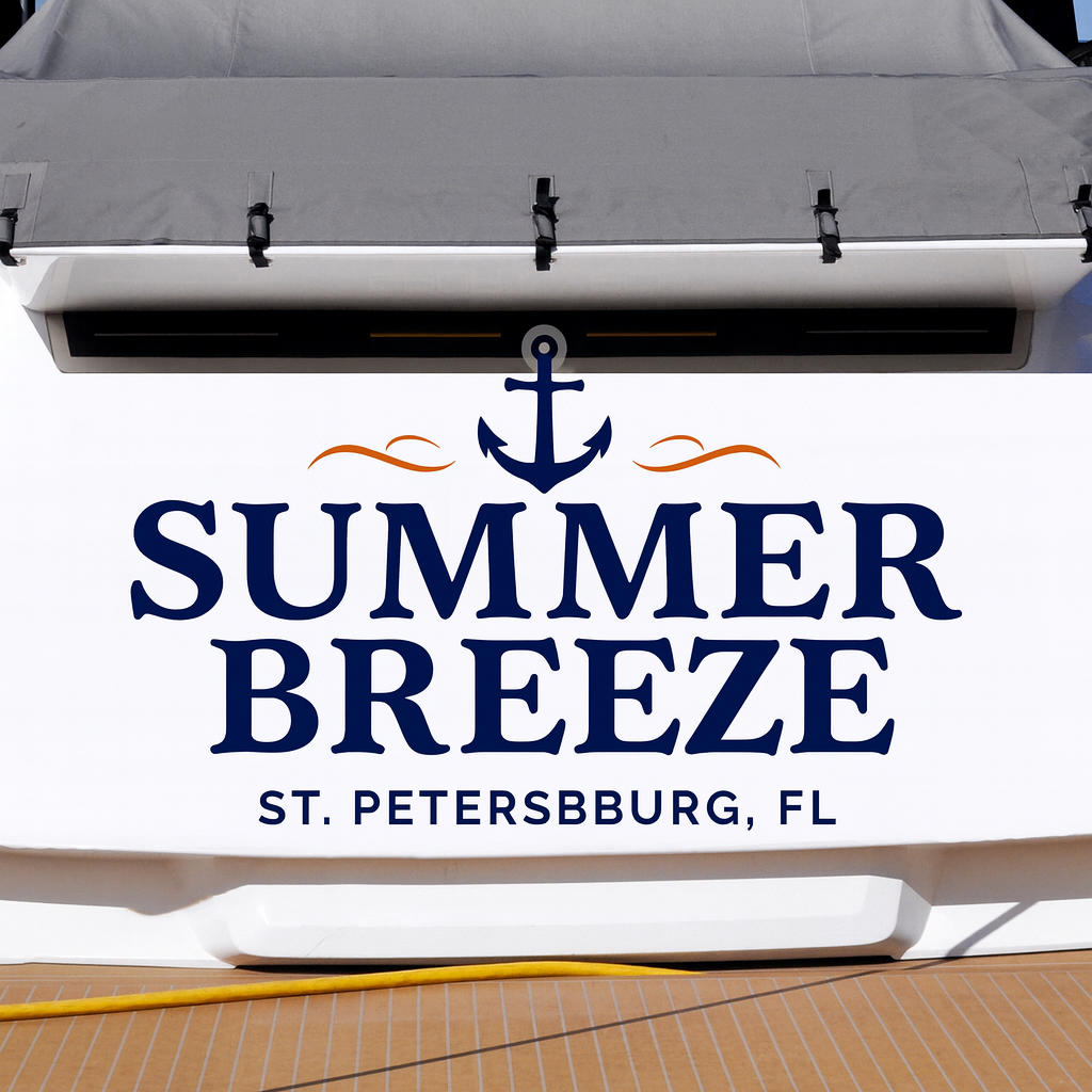 Custom Boat Stern Decal Sticker Sign | Boat Stern Name & Hailing City (Port) Sign