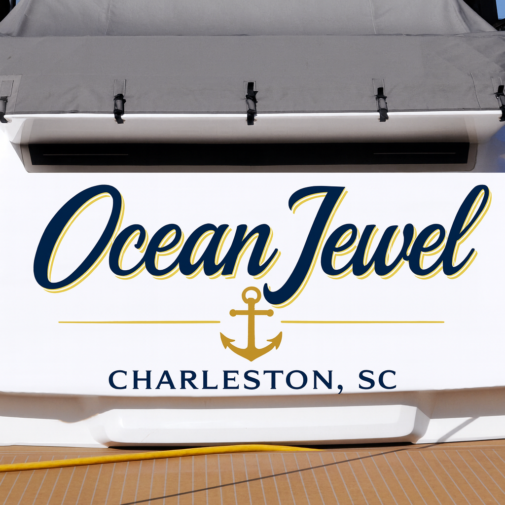 Custom Boat Stern Decal Sticker Sign | Boat Stern Name & Hailing City (Port) Sign