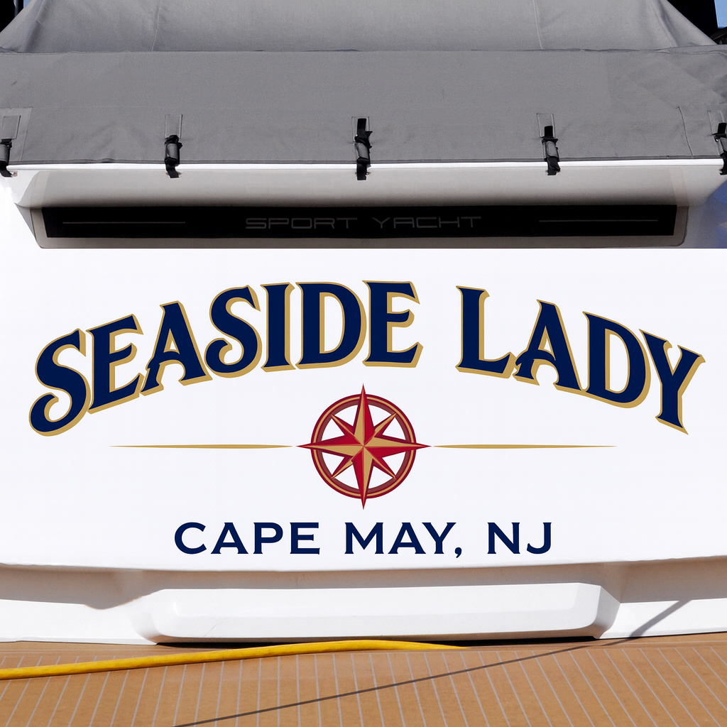 Custom Boat Stern Decal Sticker Sign | Boat Stern Name & Hailing City (Port) Sign