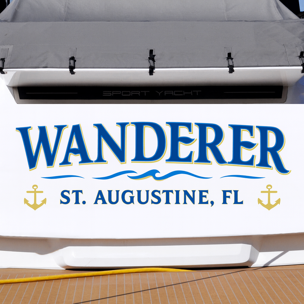 Custom Boat Stern Decal Sticker Sign | Boat Stern Name & Hailing City (Port) Sign