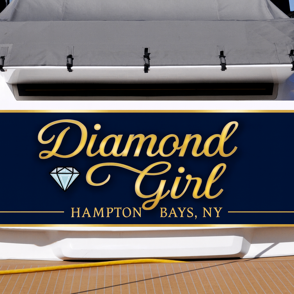 Custom Boat Stern Decal Sticker Sign | Boat Stern Name & Hailing City (Port) Sign