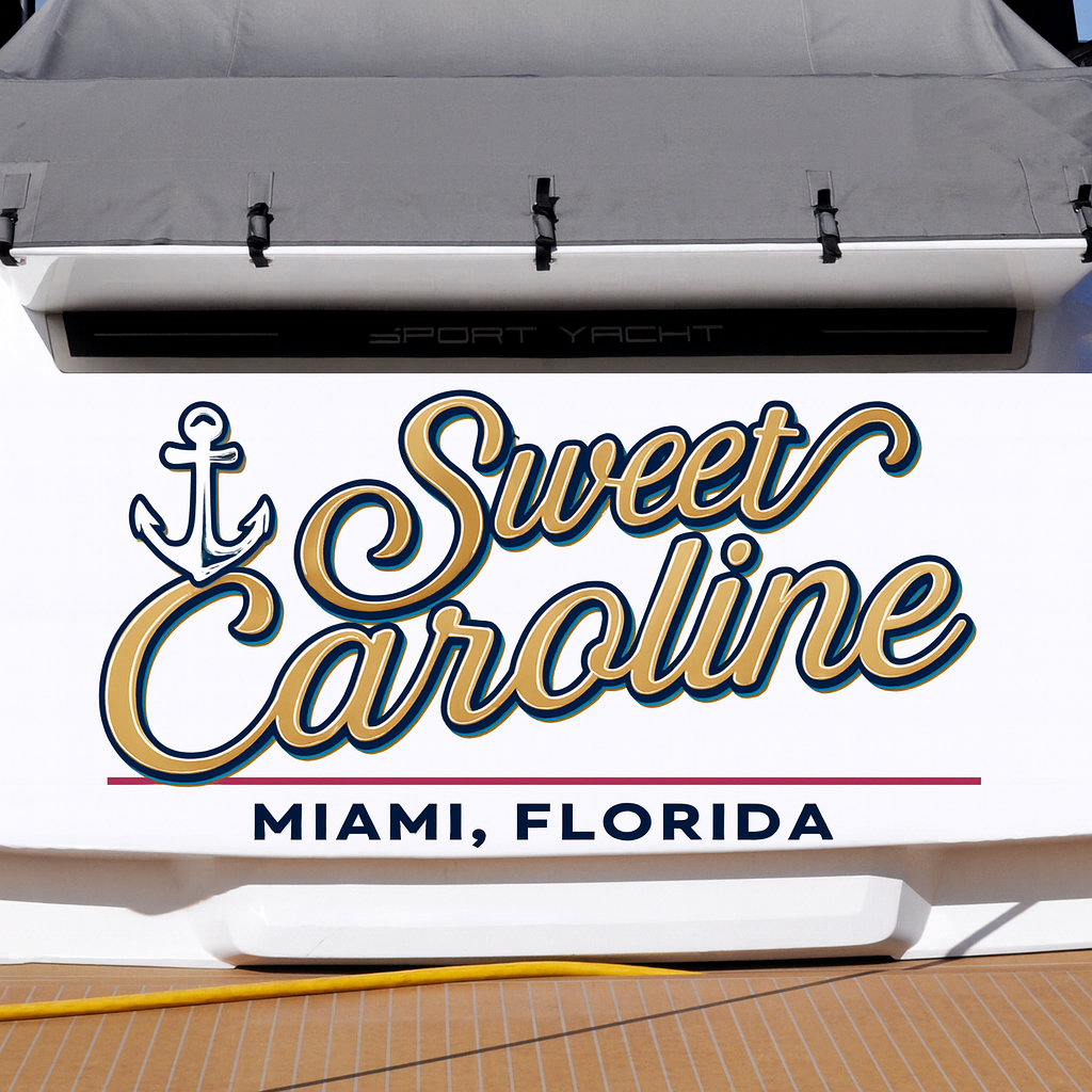 Custom Boat Stern Decal Sticker Sign | Boat Stern Name & Hailing City (Port) Sign