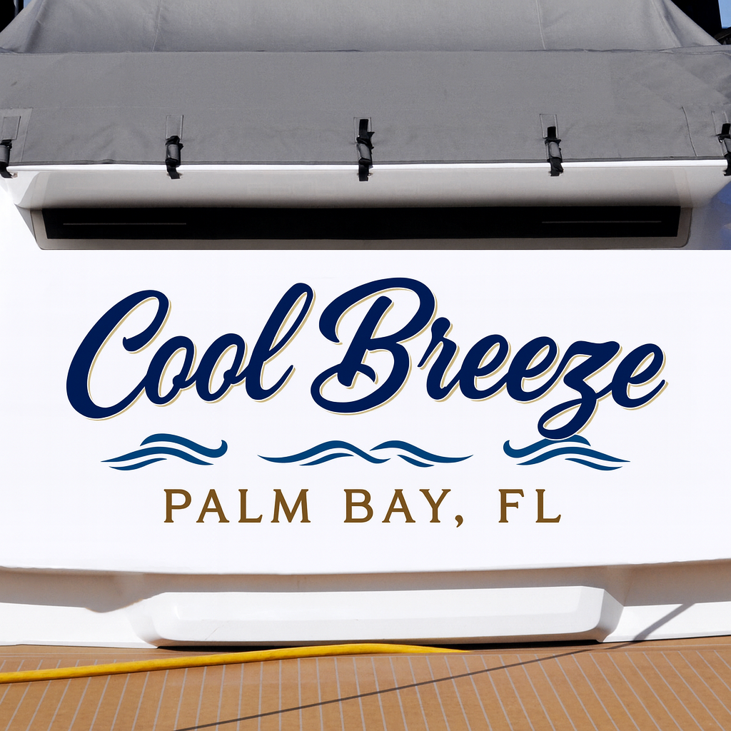 Custom Boat Stern Decal Sticker Sign | Boat Stern Name & Hailing City (Port) Sign