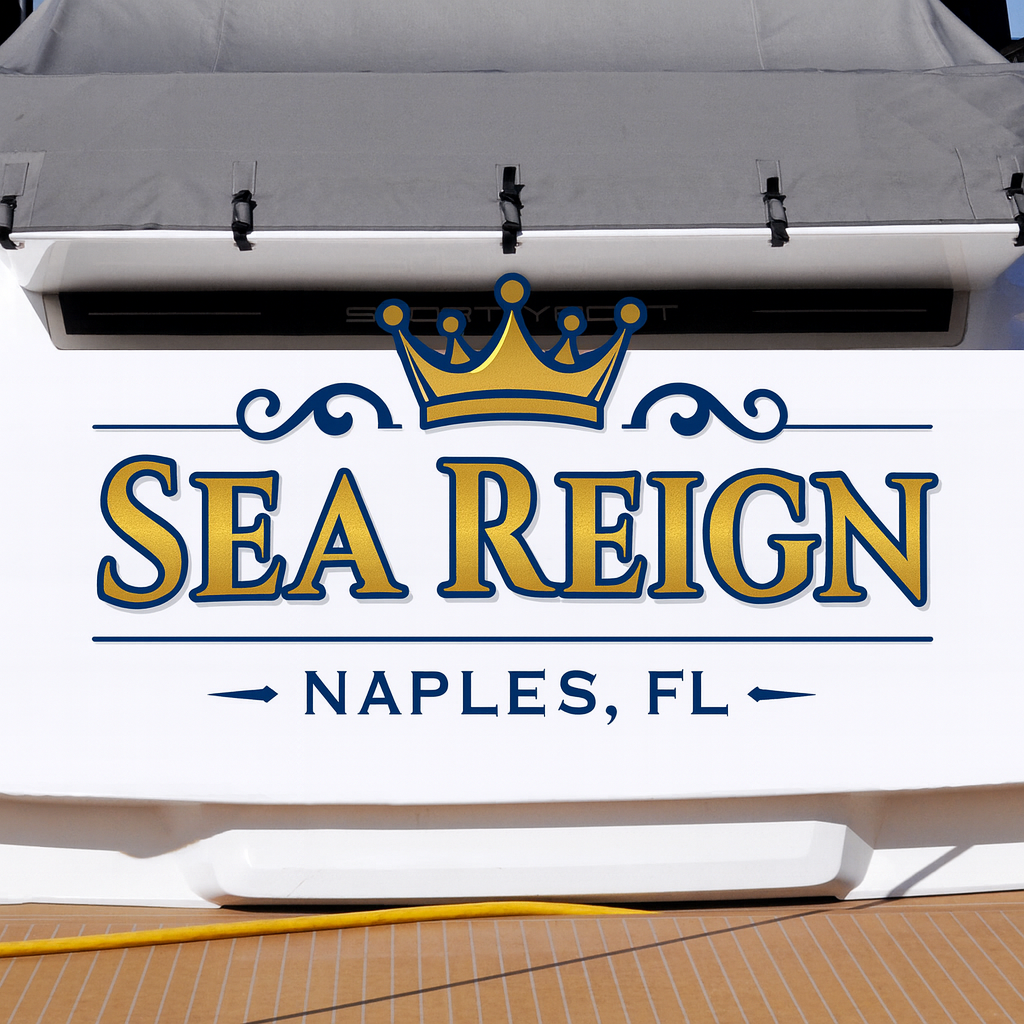 Custom Boat Stern Decal Sticker Sign | Boat Stern Name & Hailing City (Port) Sign