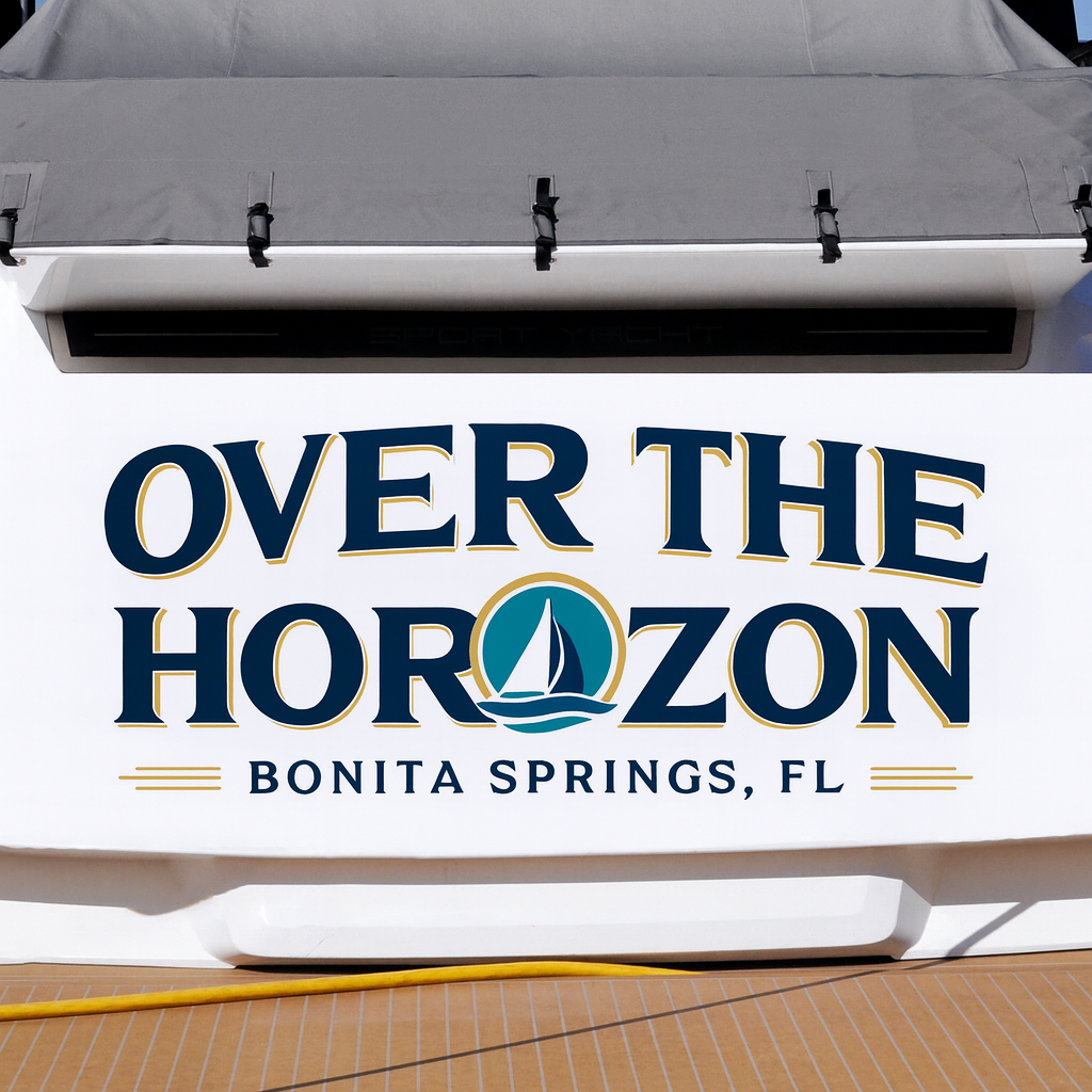 Custom Boat Stern Decal Sticker Sign | Boat Stern Name & Hailing City (Port) Sign
