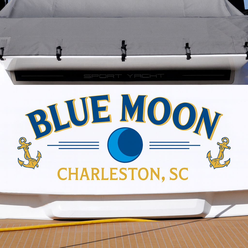 Custom Boat Stern Decal Sticker Sign | Boat Stern Name & Hailing City (Port) Sign
