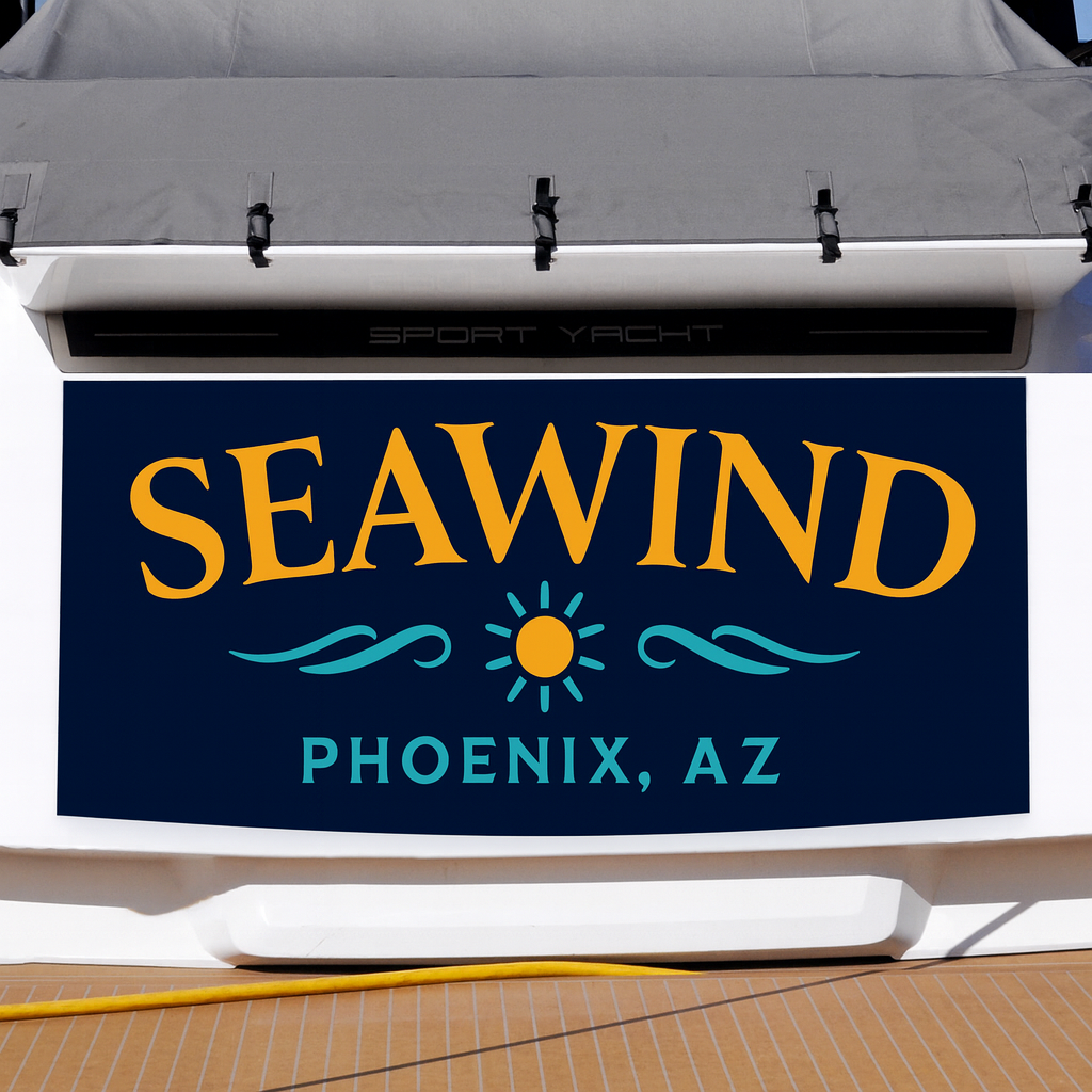 Custom Boat Stern Decal Sticker Sign | Boat Stern Name & Hailing City (Port) Sign