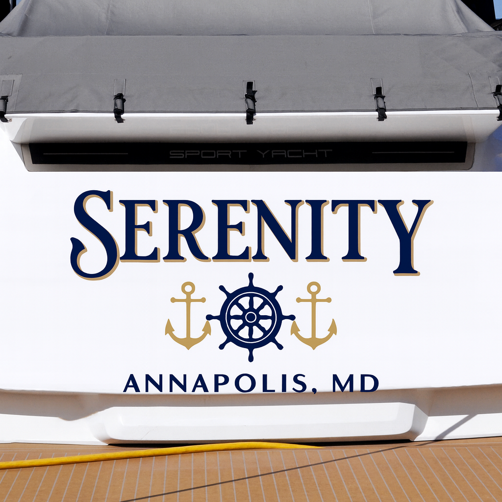 Custom Boat Stern Decal Sticker Sign | Boat Stern Name & Hailing City (Port) Sign