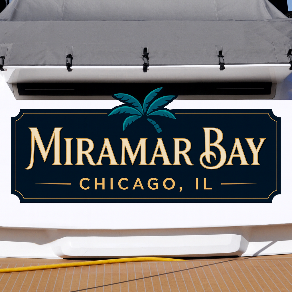 Custom Boat Stern Decal Sticker Sign | Boat Stern Name & Hailing City (Port) Sign