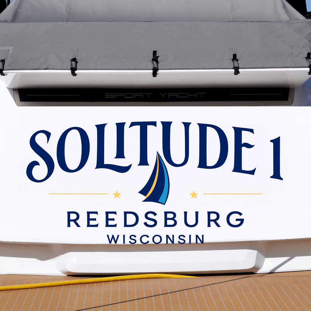 Custom Boat Stern Decal Sticker Sign | Boat Stern Name & Hailing City (Port) Sign