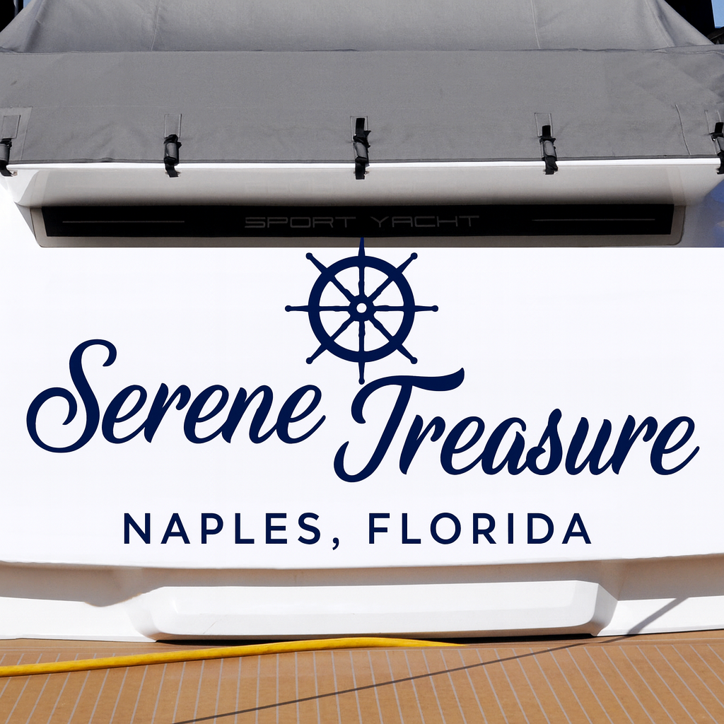 Custom Boat Stern Decal Sticker Sign | Boat Stern Name & Hailing City (Port) Sign