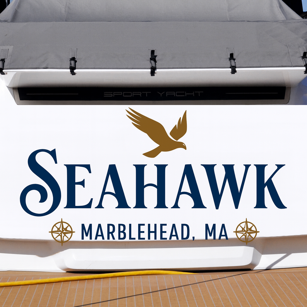 Custom Boat Stern Decal Sticker Sign | Boat Stern Name & Hailing City (Port) Sign