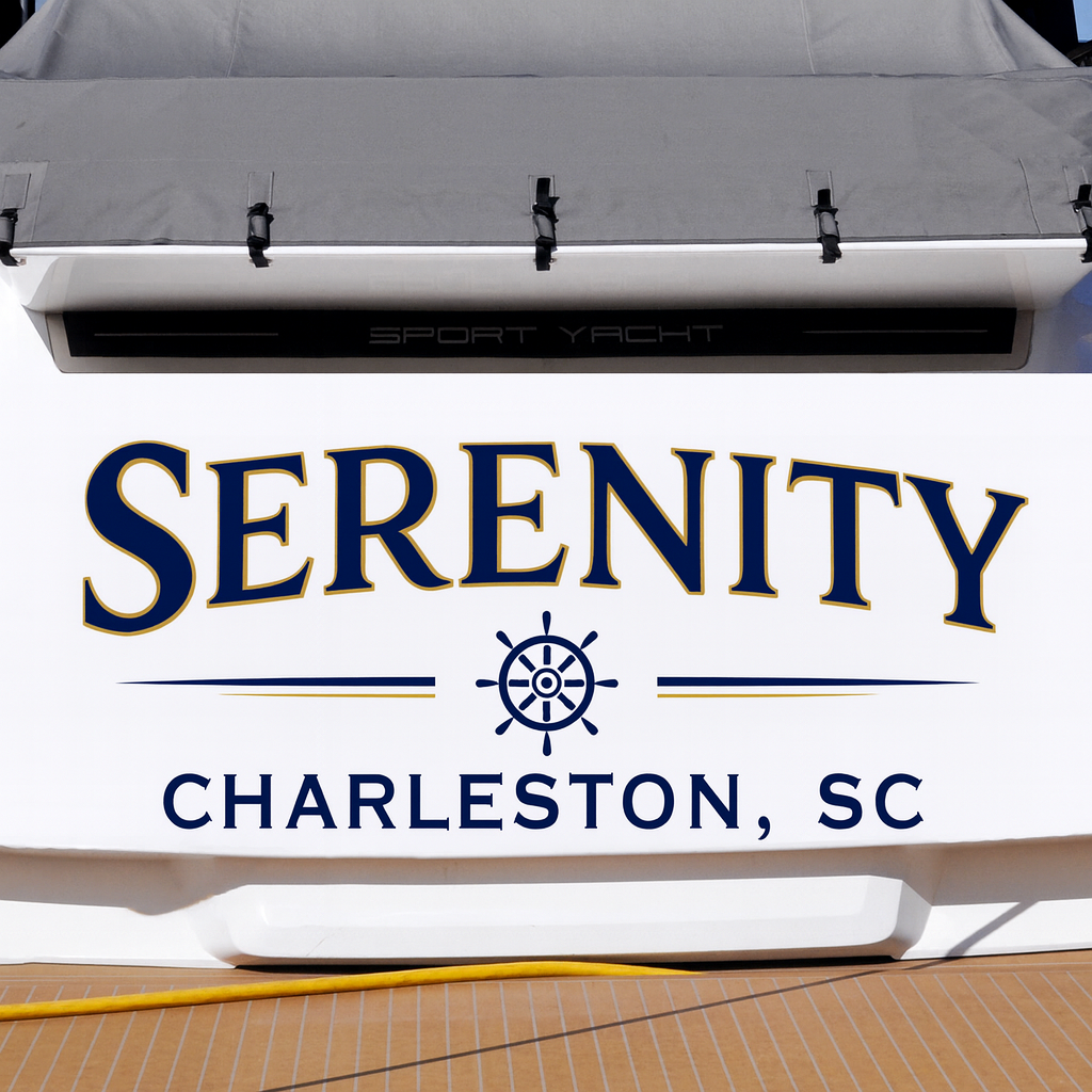 Custom Boat Stern Decal Sticker Sign | Boat Stern Name & Hailing City (Port) Sign