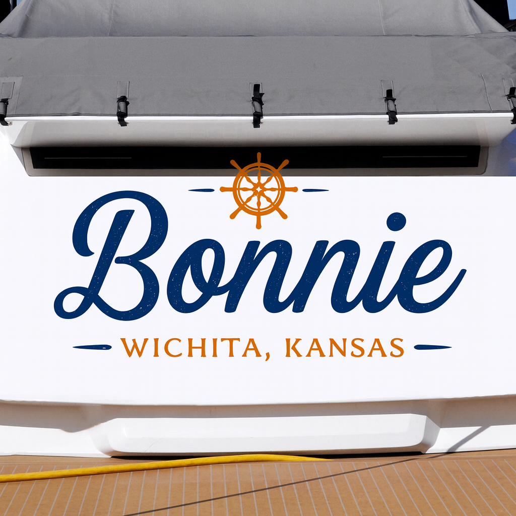 Custom Boat Stern Decal Sticker Sign | Boat Stern Name & Hailing City (Port) Sign