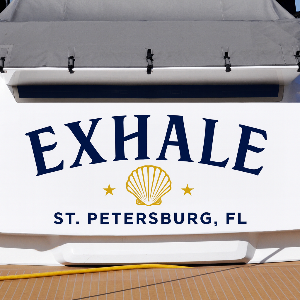 Custom Boat Stern Decal Sticker Sign | Boat Stern Name & Hailing City (Port) Sign