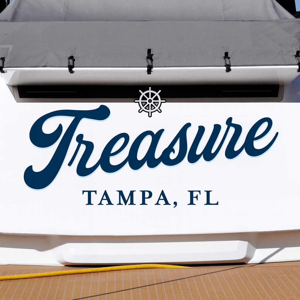 Custom Boat Stern Decal Sticker Sign | Boat Stern Name & Hailing City (Port) Sign