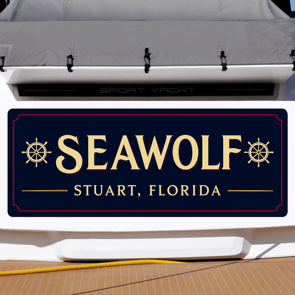 Custom Boat Stern Decal Sticker Sign | Boat Stern Name & Hailing City (Port) Sign
