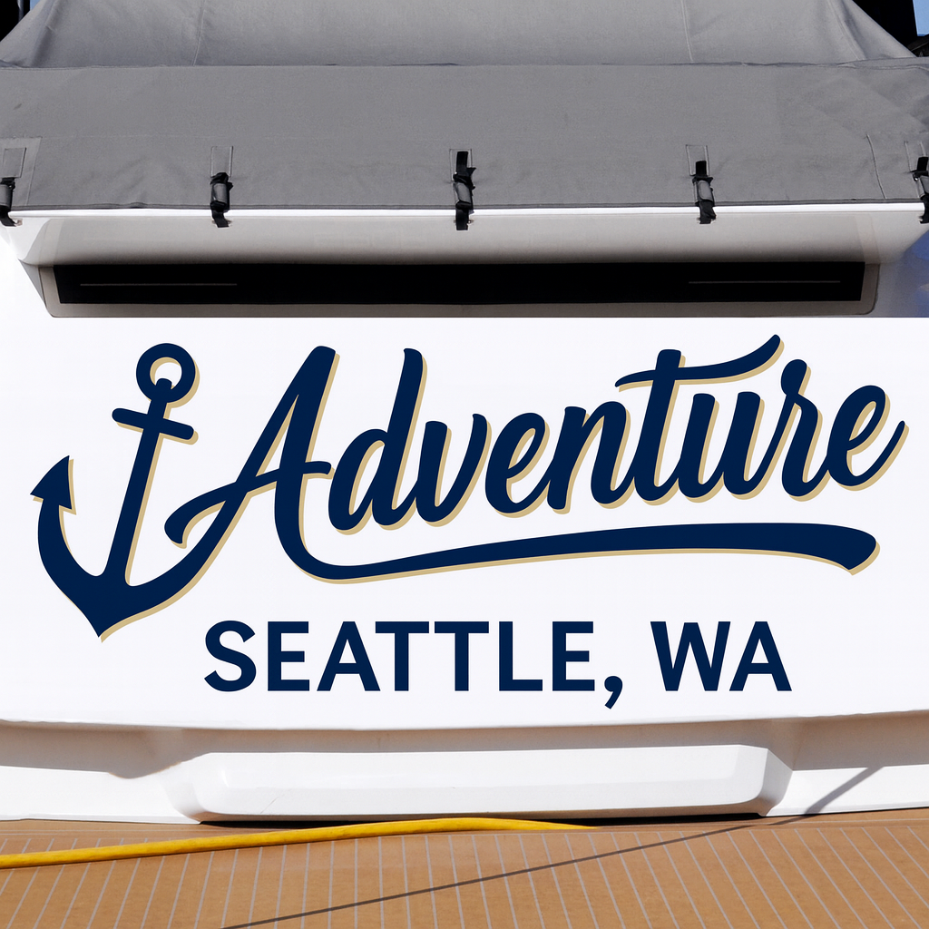 Custom Boat Stern Decal Sticker Sign | Boat Stern Name & Hailing City (Port) Sign