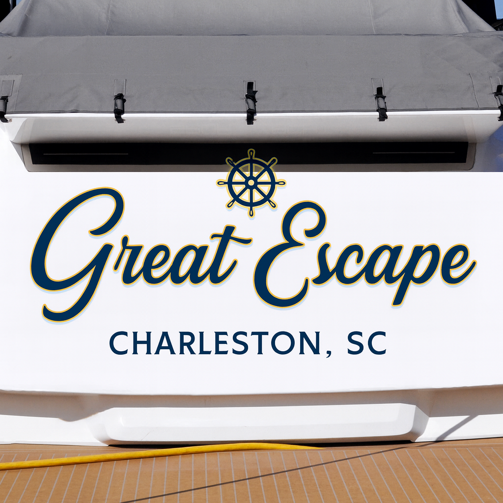 Custom Boat Stern Decal Sticker Sign | Boat Stern Name & Hailing City (Port) Sign